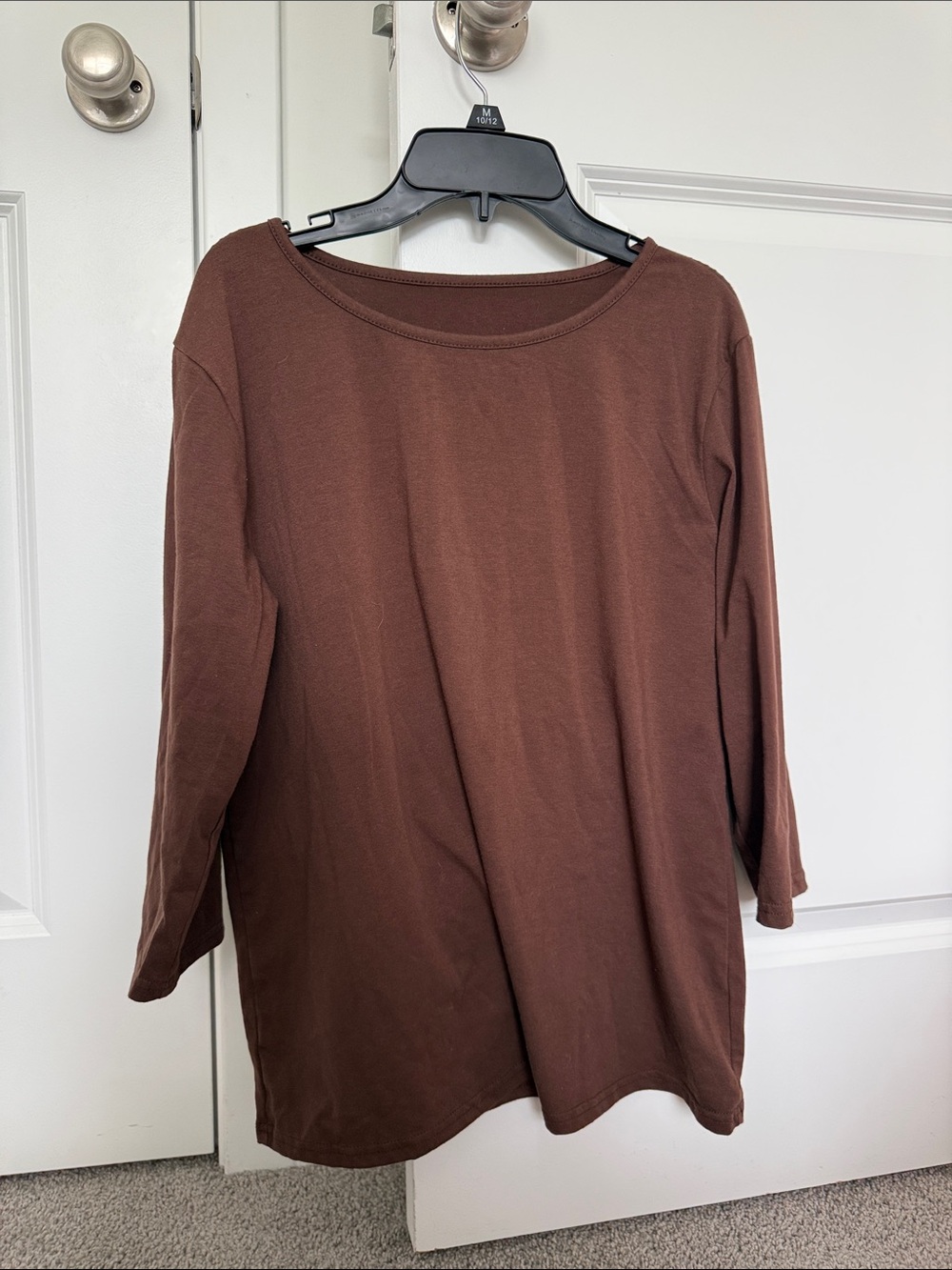 SHEIN Chocolate Brown Long Sleeve Crewneck Top